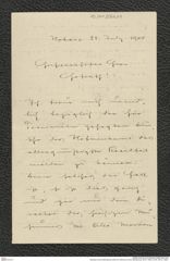 Nachlass Franz Steindachner, Brief von Höhnel an Franz Steindachner (23.07.1905), Inv.Nr. 230.01, Seite 1